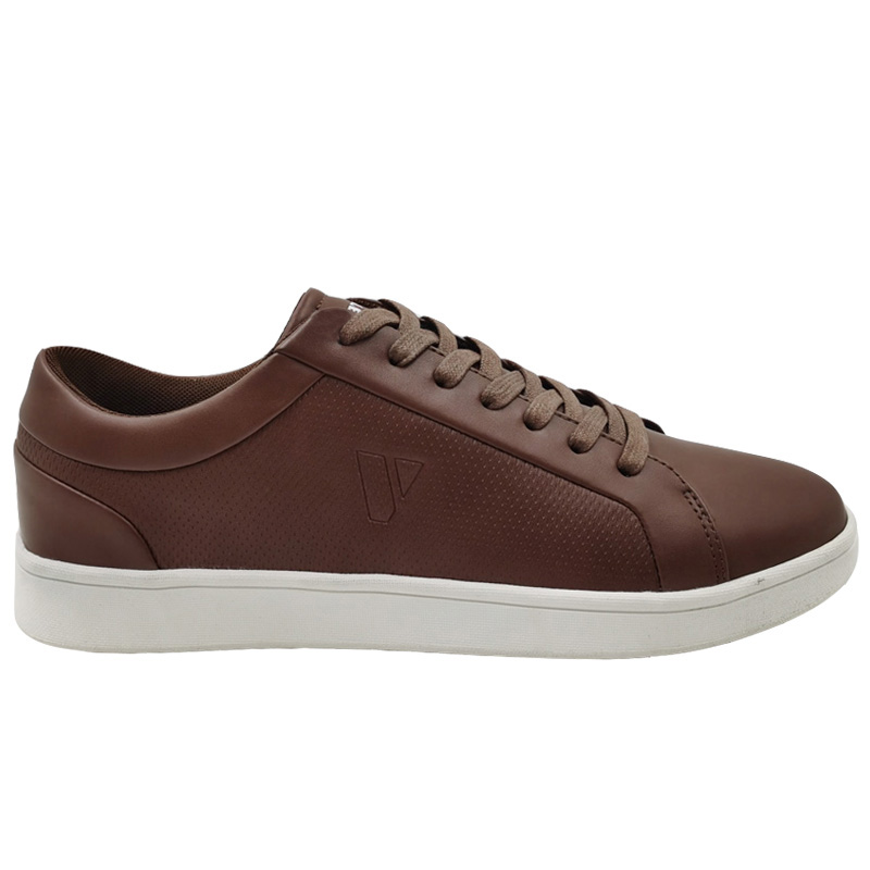 Man Board Shoes Classic PU Leather Shoes Street Walking Trainers Brown
