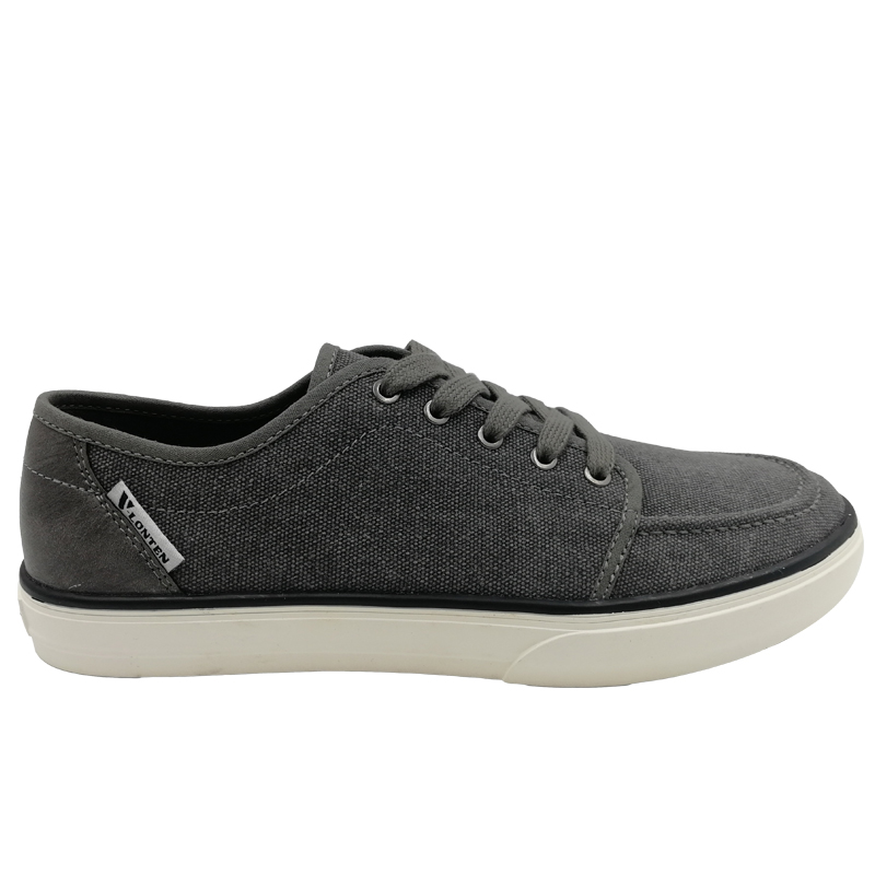 Man Casual Shoes Low Top Canvas Trainers Grey
