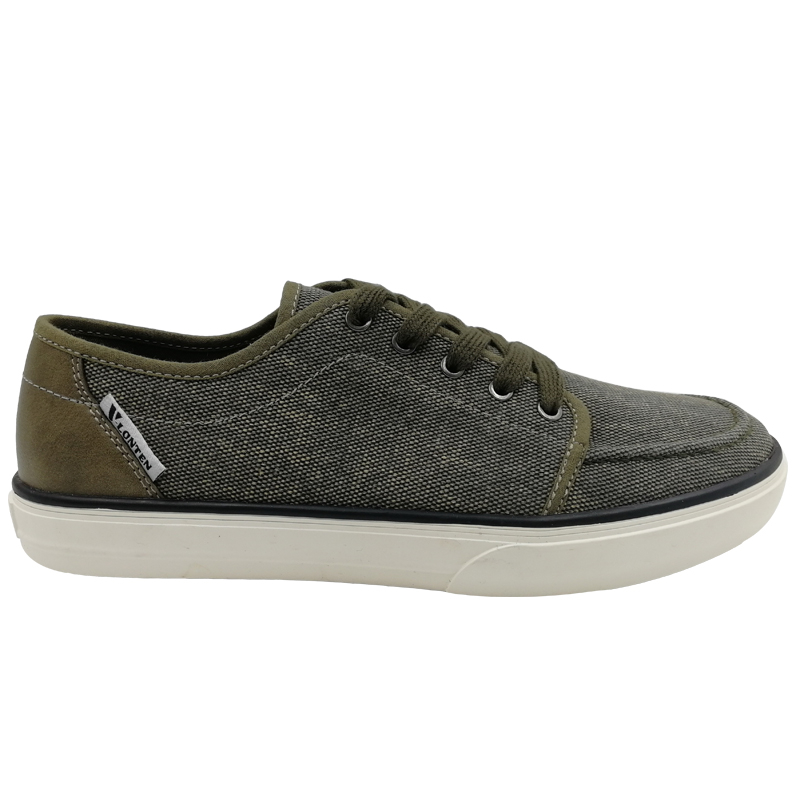 Man Casual Shoes Low Top Canvas Trainers Olive