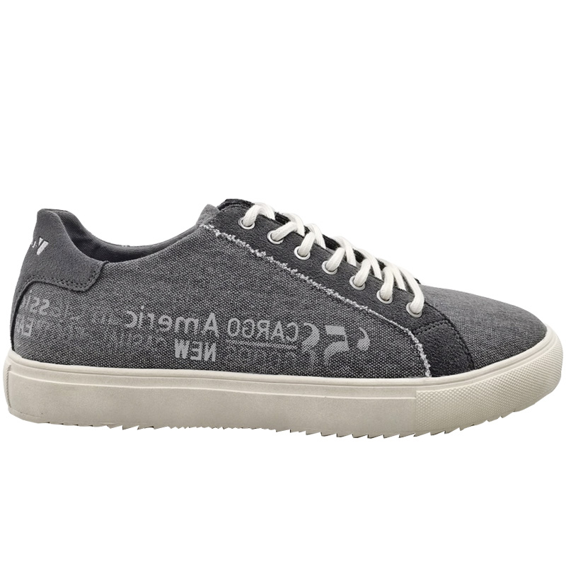 Man Casual Shoes Customizable Logo Canvas Shoes Flat Walking Shoes Grey